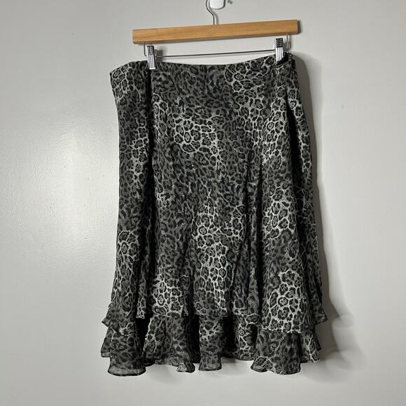 Chaps‎ Womens Y2K Fairy Grunge Midi Skirt Size XL Animal Print DarkChiffon - Picture 1 of 4